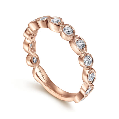14K Pink Gold Diamond Ladies Ring