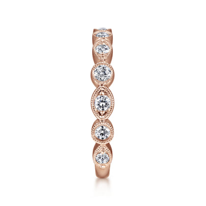 14K Pink Gold Diamond Ladies Ring