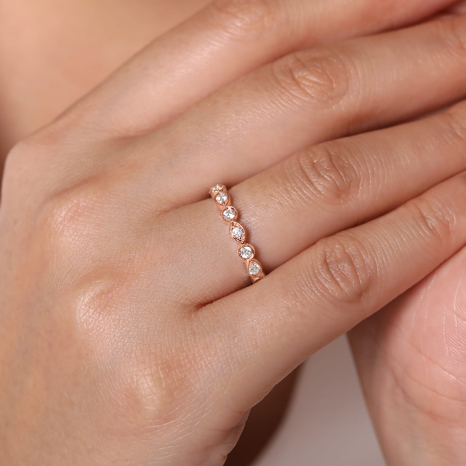 14K Pink Gold Diamond Ladies Ring - 0.52 ct - Shot 5