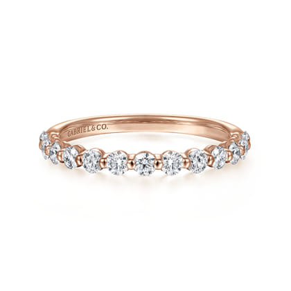 14K Pink Gold Diamond Ladies Ring