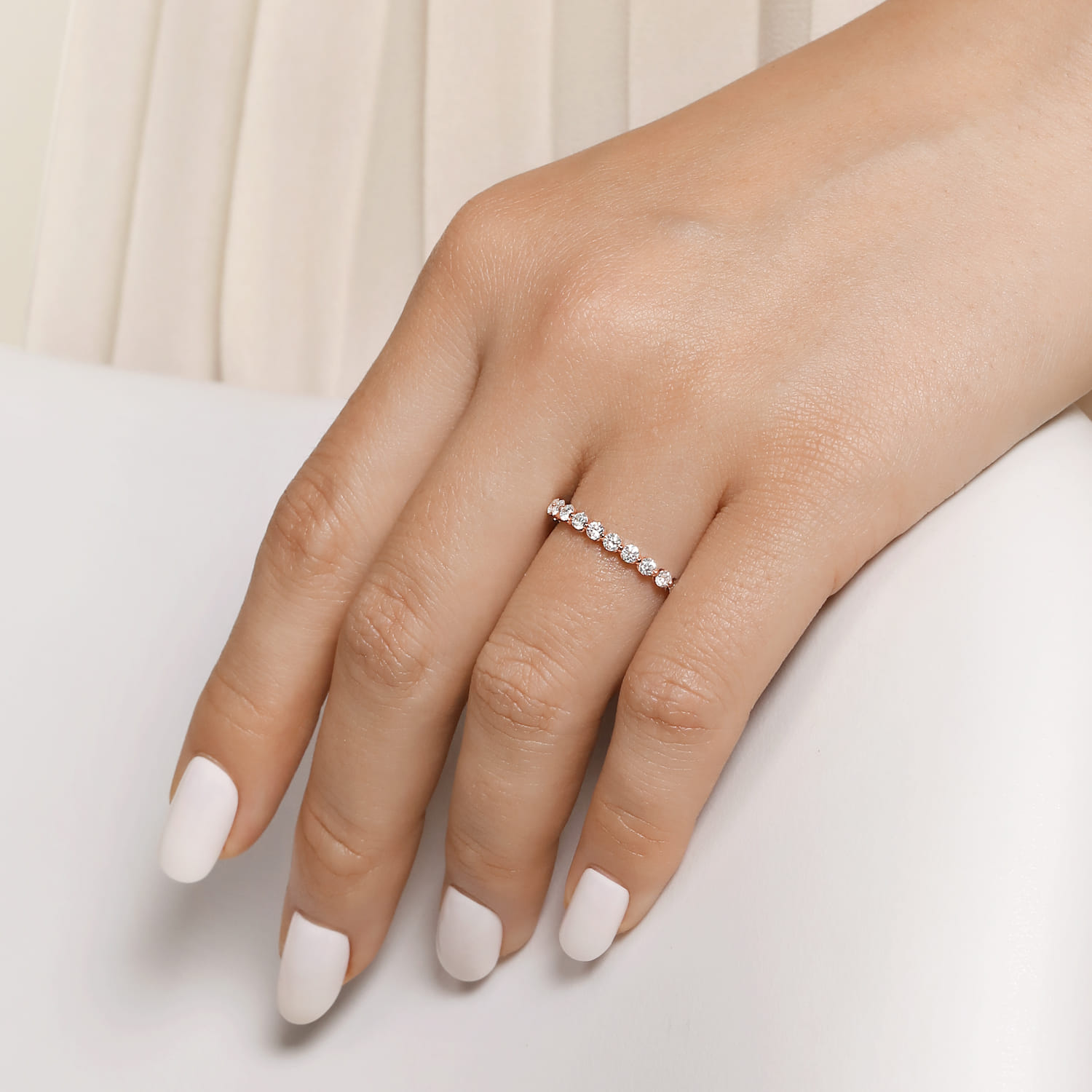 14K Pink Gold Diamond Ladies Ring - 0.52 ct - Shot 5