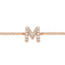 14K Pink Gold Diamond M Initial Chain Bracelet - 0.09 ct