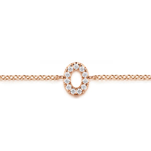 14K Pink Gold Diamond O Initial Chain Bracelet