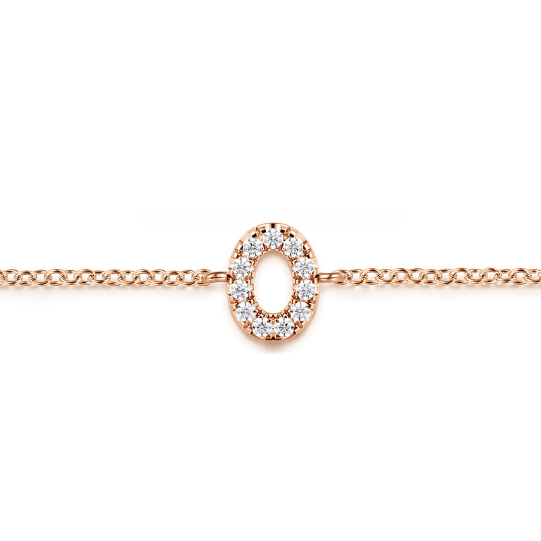 14K Pink Gold Diamond O Initial Chain Bracelet - 0.07 ct - Shot 2