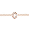 14K Pink Gold Diamond O Initial Chain Bracelet - 0.07 ct