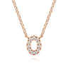 14K Pink Gold Diamond O Initial Pendant Necklace - 0.07 ct