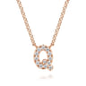 14K Pink Gold Diamond Q Initial Pendant Necklace - 0.08 ct