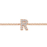 14K Pink Gold Diamond R Initial Chain Bracelet - 0.08 ct