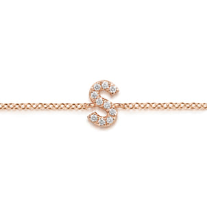 14K Pink Gold Diamond S Initial Chain Bracelet