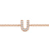 14K Pink Gold Diamond U Initial Chain Bracelet - 0.07 ct