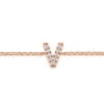 14K Pink Gold Diamond V Initial Chain Bracelet - 0.06 ct