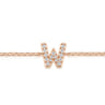 14K Pink Gold Diamond W Initial Chain Bracelet - 0.08 ct
