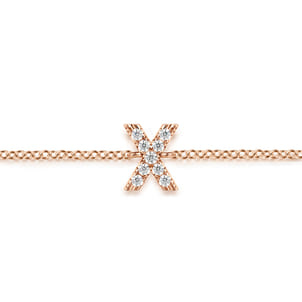14K Pink Gold Diamond X Initial Chain Bracelet