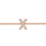 14K Pink Gold Diamond X Initial Chain Bracelet - 0.06 ct