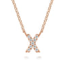 14K Pink Gold Diamond X Initial Pendant Necklace - 0.06 ct