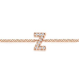 14K Pink Gold Diamond Z Initial Chain Bracelet