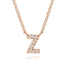 14K Pink Gold Diamond Z Initial Pendant Necklace - 0.06 ct