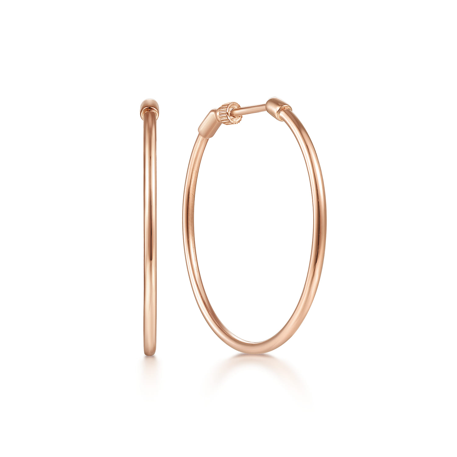 14K Rose Gold 30mm Round Classic Hoop Earrings - Shot 1