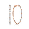 14K Rose Gold 40mm Diamond Station Intricate Hoop Earrings - 0.62 ct