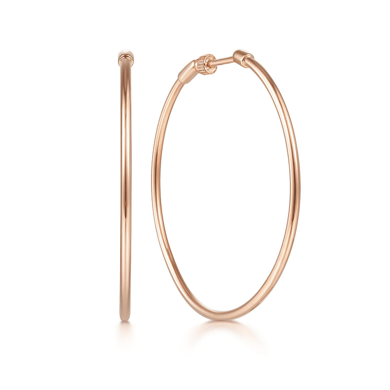 14K Rose Gold 40mm Round Classic Hoop Earrings - Shot 1