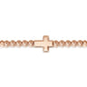 14K Rose Gold 4mm Beaded Mens Bracelet with Black Spinel Cross