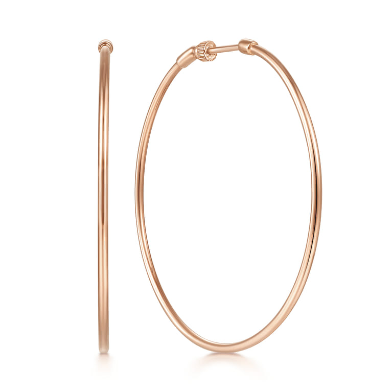 14K Rose Gold 50mm Round Classic Hoop Earrings - Shot 1