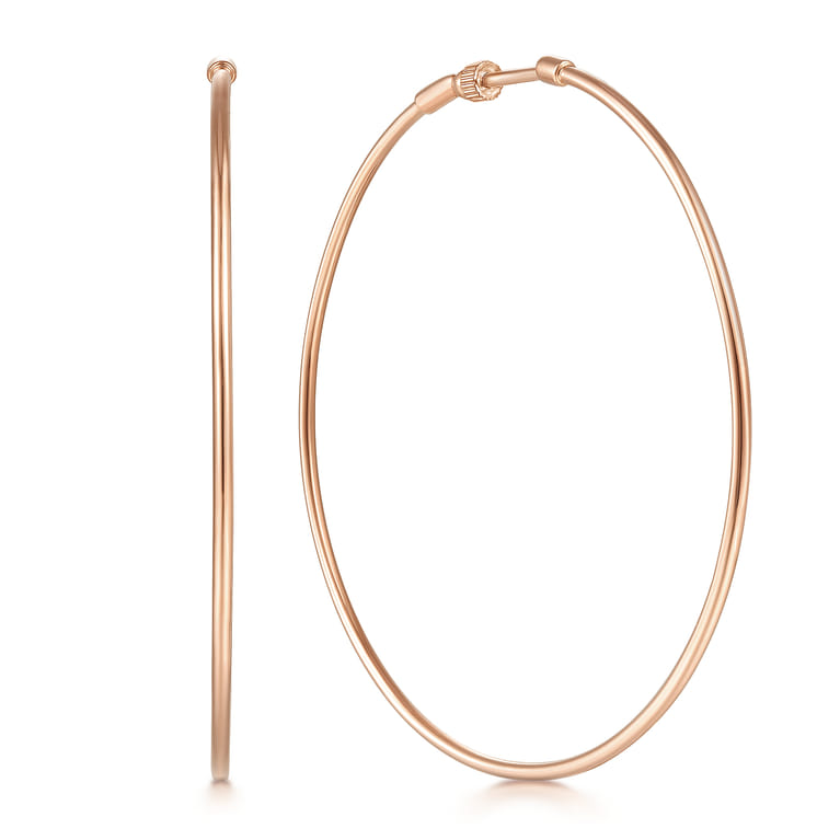 14K Rose Gold 60mm Round Classic Hoop Earrings - Shot 1