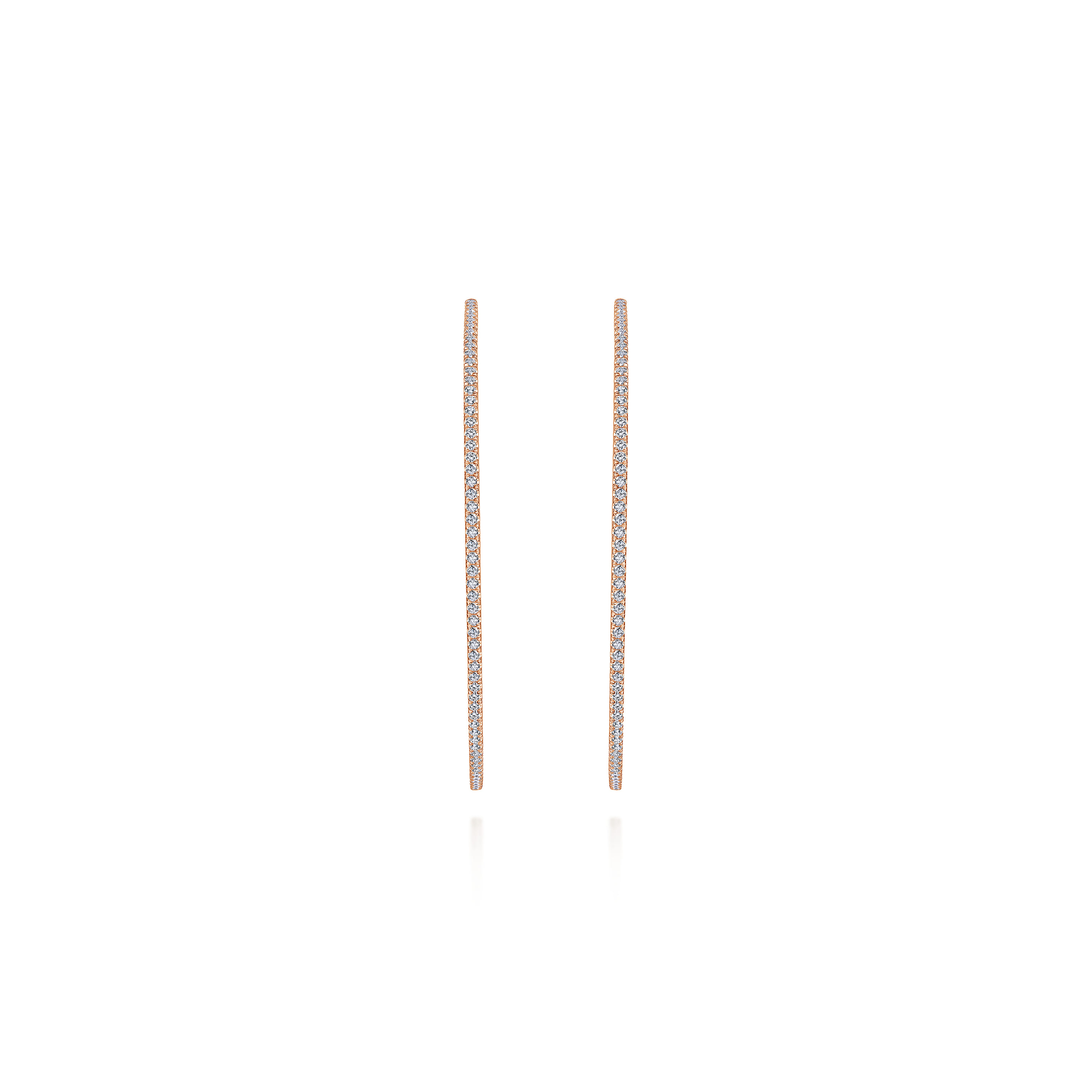 14K Rose Gold 70mm Classic Diamond Hoop Earrings - 3.4 ct - Shot 3