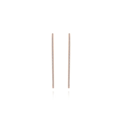 14K Rose Gold 70mm Classic Diamond Hoop Earrings
