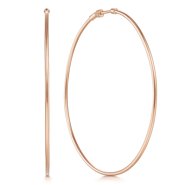 14K Rose Gold 70mm Round Classic Hoop Earrings - Shot 1