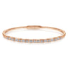 14K Rose Gold Alternating Baguette and Round Diamond Bangle - 0.85 ct