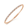 14K Rose Gold Alternating Baguette and Round Diamond Bangle - 0.85 ct