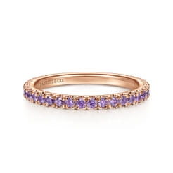 14K Rose Gold Amethyst Stackable Ring