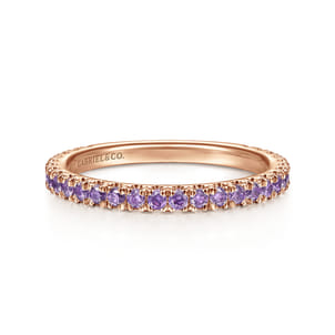 14K Rose Gold Amethyst Stackable Ring