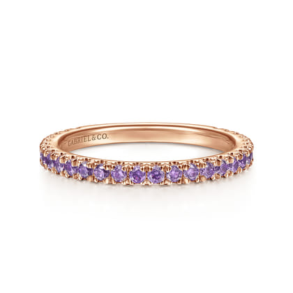 14K Rose Gold Amethyst Stackable Ring