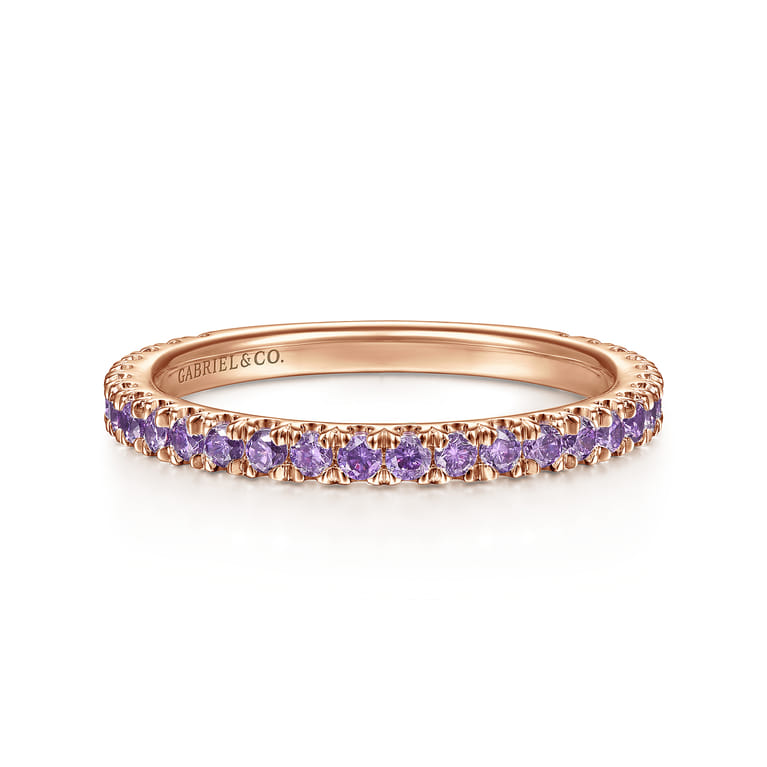 14K Rose Gold Amethyst Stackable Ring - Shot 1