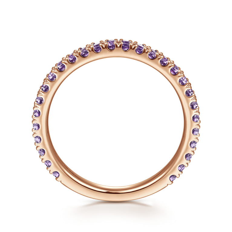 14K Rose Gold Amethyst Stackable Ring - Shot 2