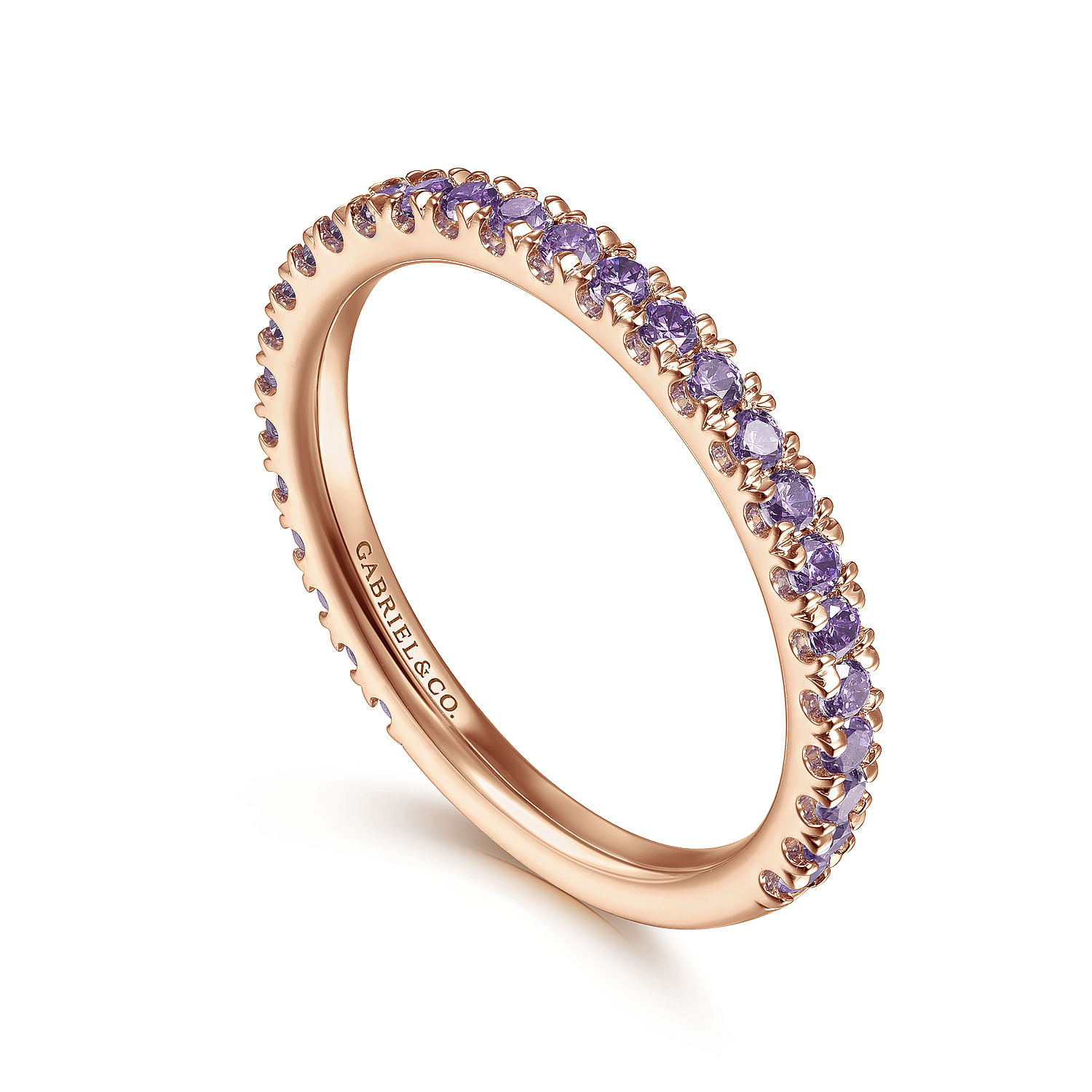 14K Rose Gold Amethyst Stackable Ring - Shot 3