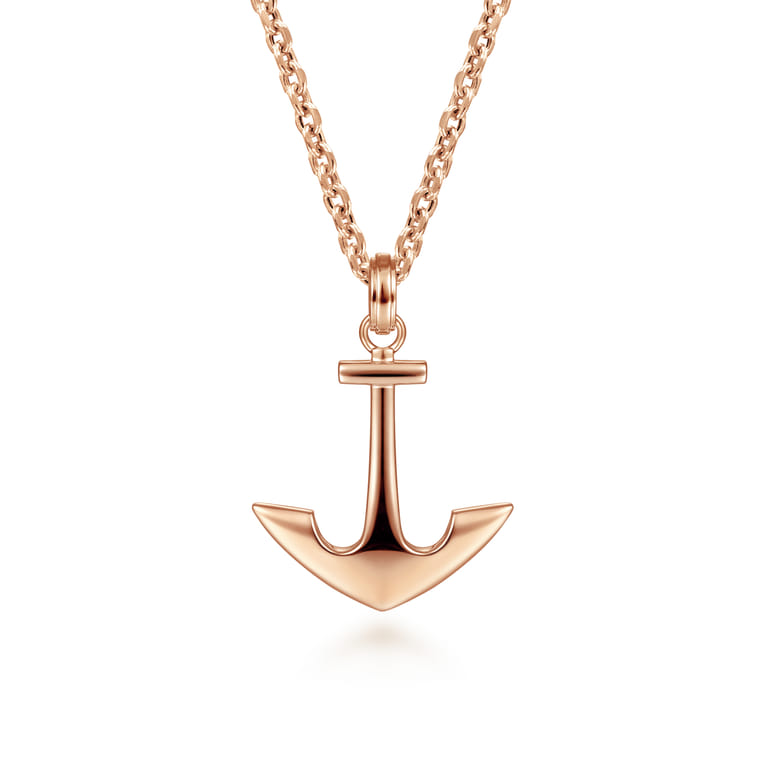 14K Rose Gold Anchor Pendant - Shot 3