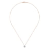 14K Rose Gold Aquamarine and Diamond Halo Pendant Necklace - 0.07 ct