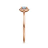14K Rose Gold Aquamarine and Diamond Halo Promise Ring - 0.06 ct
