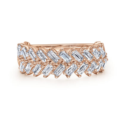 14K Rose Gold Baguette Diamond Anniversary Band