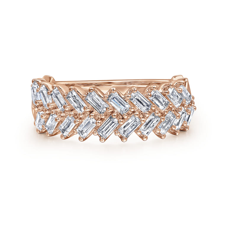 Fancy Wedding Ring in 14k Rose Gold with Baguette Natural Diamond at Gabriel & Co. - Shot 1