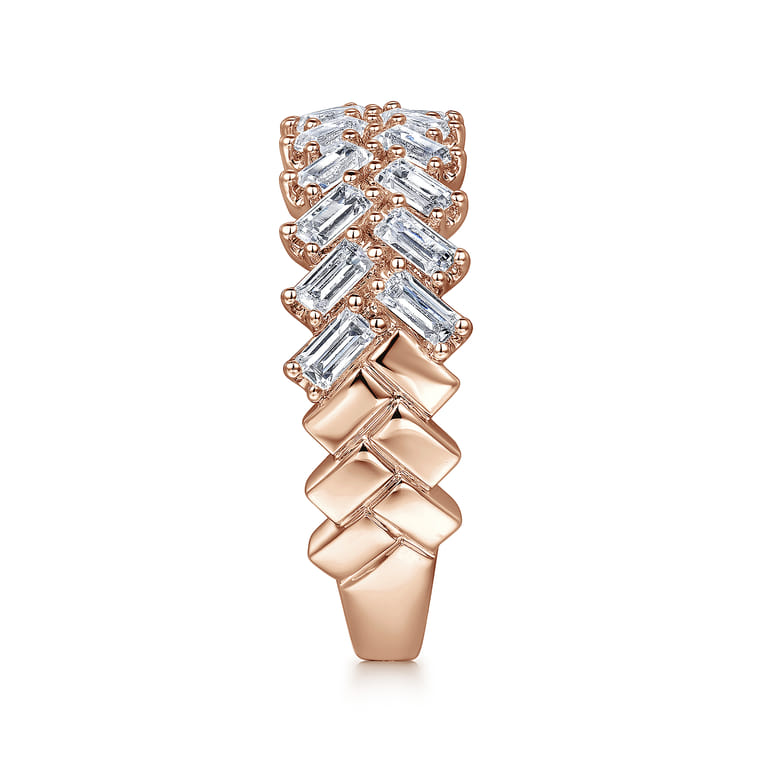 Fancy Wedding Ring in 14k Rose Gold with Baguette Natural Diamond at Gabriel & Co. - Shot 4