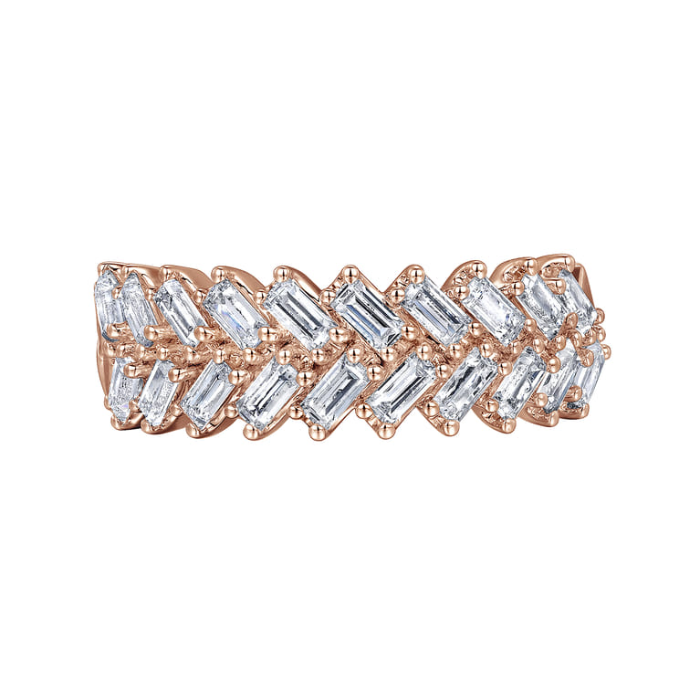 Fancy Wedding Ring in 14k Rose Gold with Baguette Natural Diamond at Gabriel & Co. - Shot 5