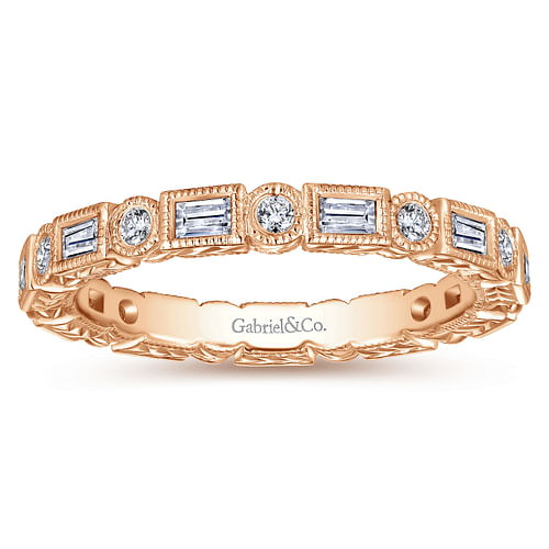 14K Rose Gold Baguette and Round Diamond Eternity Ring - Shot 4