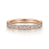14K Rose Gold Baguette and Round Diamond Stackable Ring - 0.6 ct