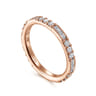 14K Rose Gold Baguette and Round Diamond Stackable Ring - 0.6 ct