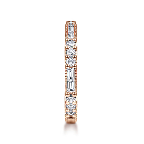 14K Rose Gold Baguette and Round Diamond Stackable Ring - 0.6 ct - Shot 4