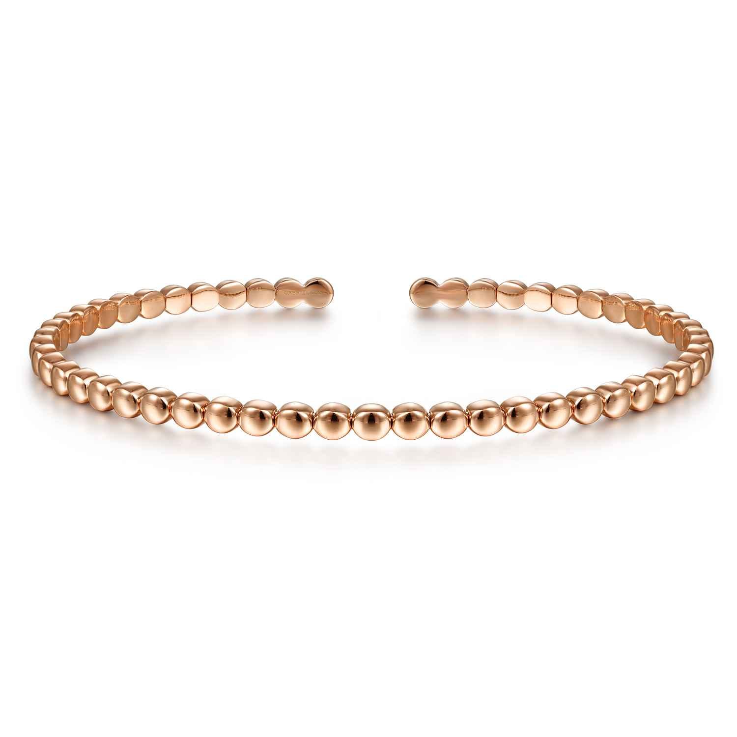 14K Rose Gold Beaded Cuff Bracelet - Shot 1